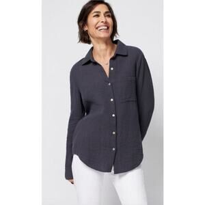 Faherty Women's Dream Cotton Gauze Elise Organic Cotton Blouse in Washed Black,M